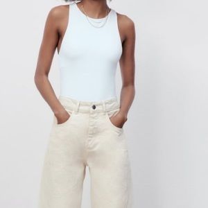 Zara High Neck White Bodysuit
